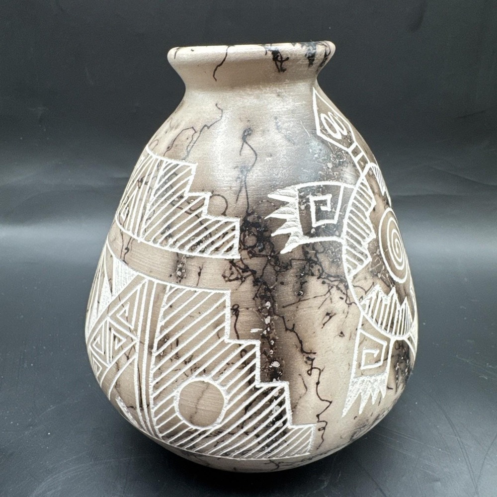 2 Signed Gary Yellow Corn Acoma Pueblo Horsehair‎ Pottery Native American Turtle - Picture 5 of 14